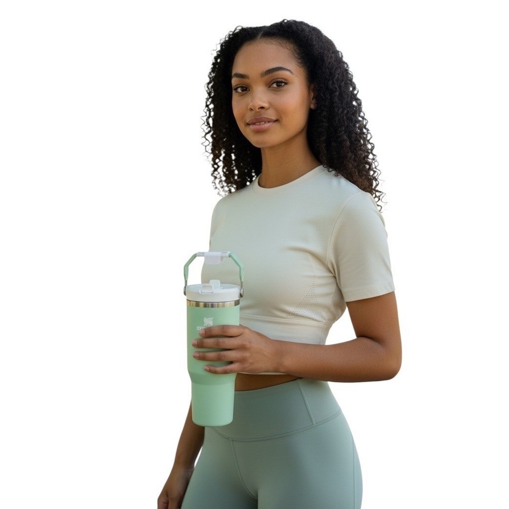 Stanley IceFlow Flip Straw Tumbler 30oz Sea Glass Plume Water Bottle
